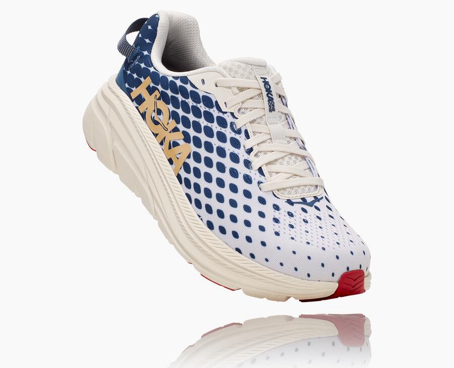 Hoka One One Rincon 2 - Men Running Shoes - White/Blue,Australia KVN-168537